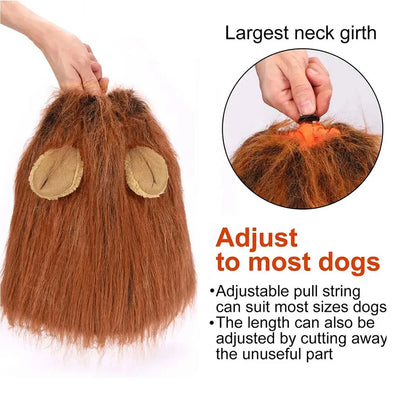 New Lion Mane Dog Costume Realistic Lion Wig Hat Cute Pet Dog Cosplay Clothes For Medium To Large Dogs With Ear Pet Accessories