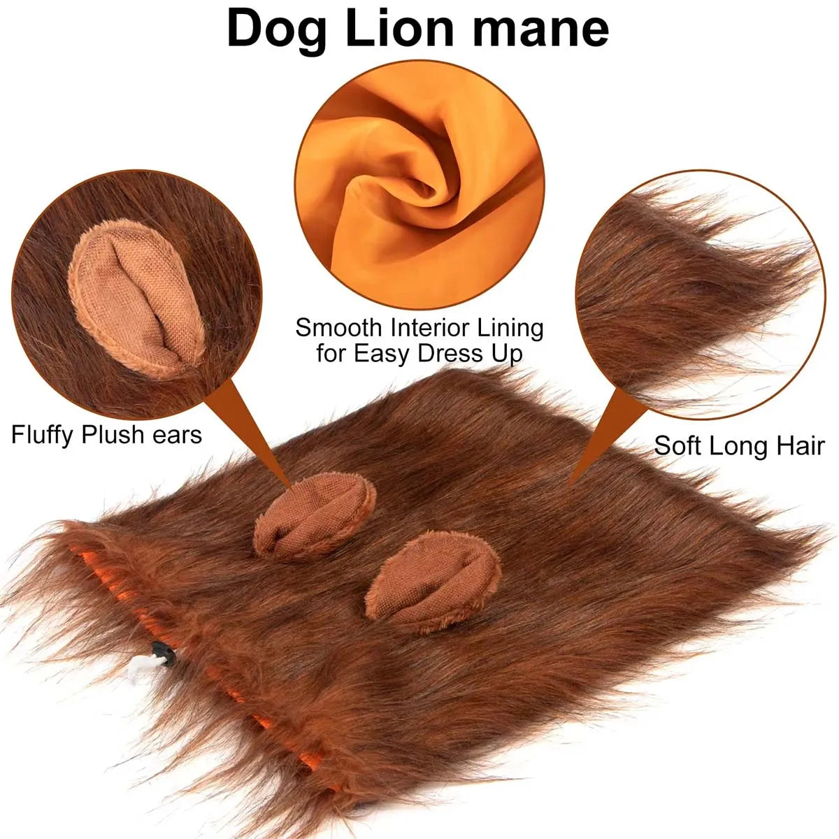 New Lion Mane Dog Costume Realistic Lion Wig Hat Cute Pet Dog Cosplay Clothes For Medium To Large Dogs With Ear Pet Accessories