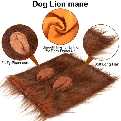 New Lion Mane Dog Costume Realistic Lion Wig Hat Cute Pet Dog Cosplay Clothes For Medium To Large Dogs With Ear Pet Accessories