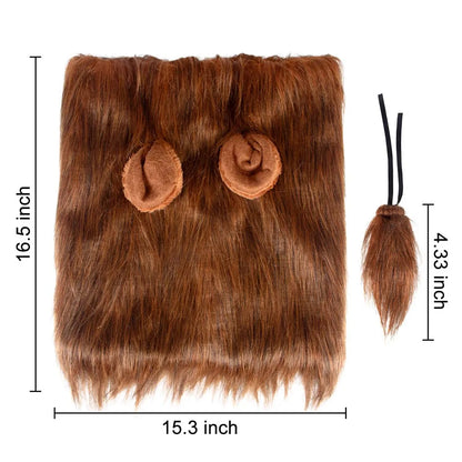 New Lion Mane Dog Costume Realistic Lion Wig Hat Cute Pet Dog Cosplay Clothes For Medium To Large Dogs With Ear Pet Accessories