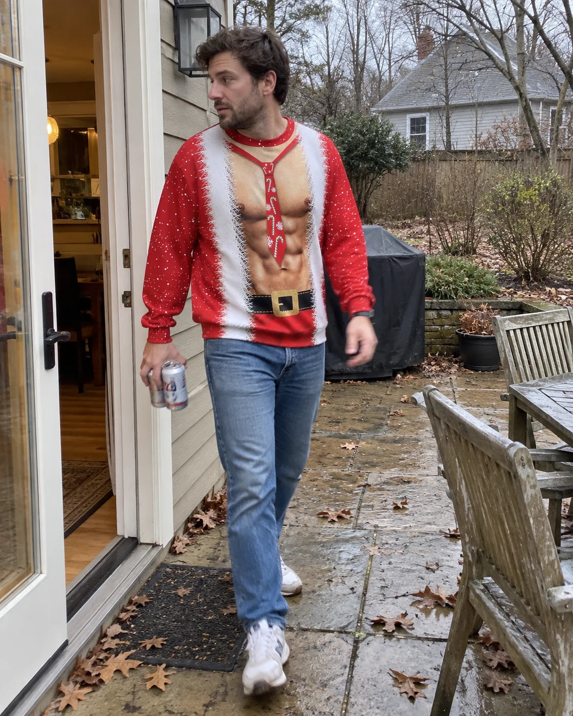 Christmas shirt worn at a casual festive gathering — AI-generated lifestyle image